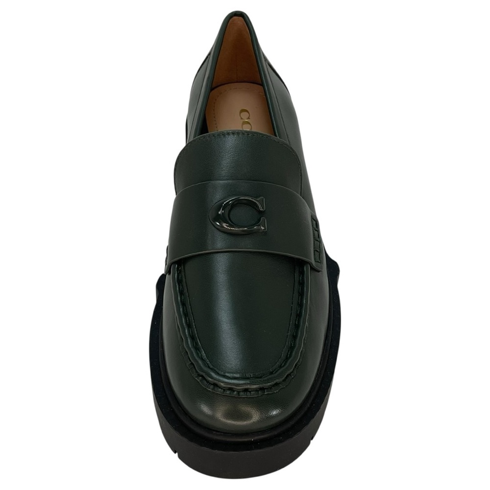 COACH Leah Amazon Green Leather Chunky Sole Womens Loafers Size 6.5B - Picture 7 of 12
